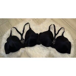 2 Maidenform 07112 One Fab Fit Extra Coverage Racerback Bras Lined UW 38DD Black